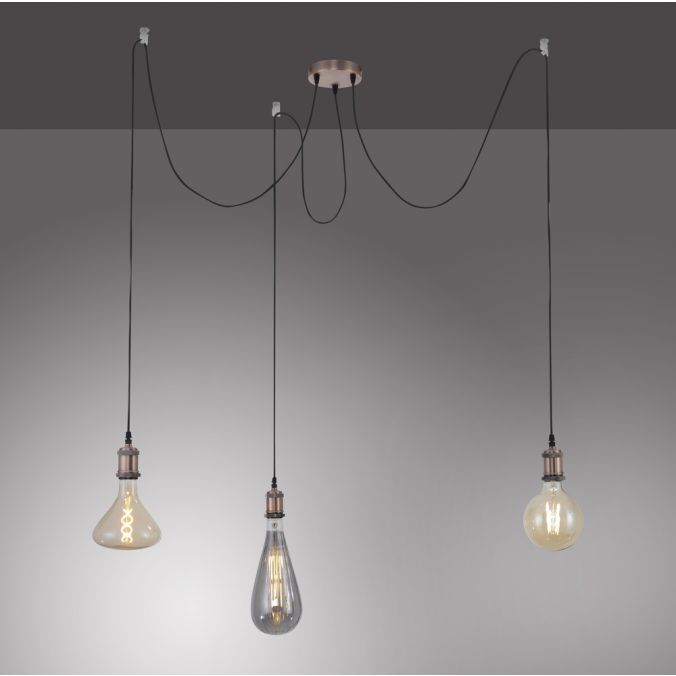 Paul Neuhaus Pendellampe, kupfer, 3-flammig, ohne Leuchtmittel, rustikal, Retro-Stil Wochenangebot