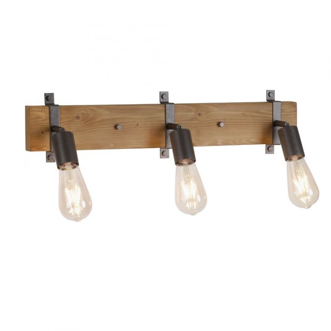 Paul Neuhaus Deckenleuchte, 3-flammig, Holz, Metall, E27