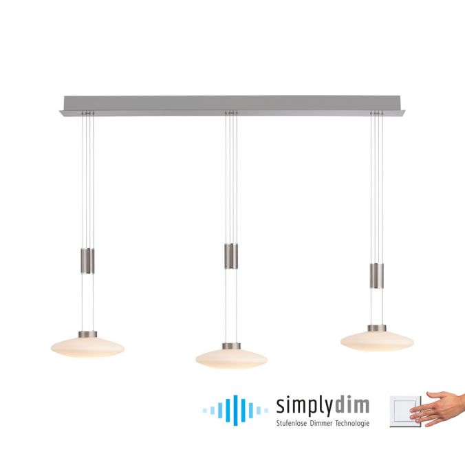 Paul Neuhaus LED Pendellampe 3 flammig silber farbig dimmbar höhenverstellbar schlicht