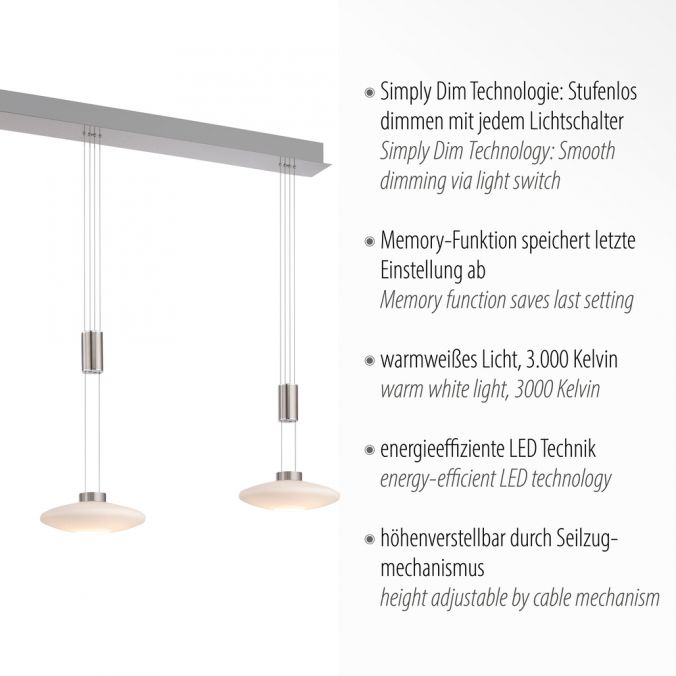 Paul Neuhaus LED Pendellampe 3 flammig silber farbig dimmbar höhenverstellbar schlicht Bis zu 60% Rabatt
