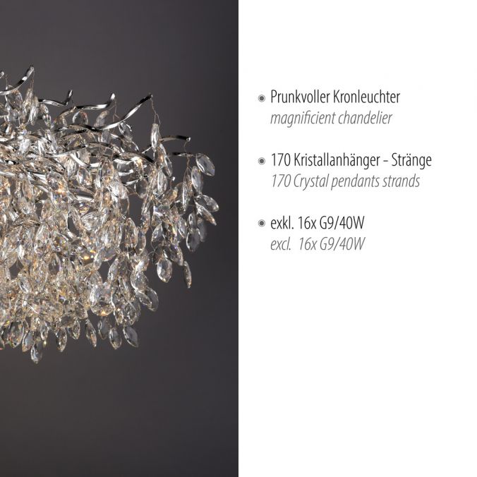 Paul Neuhaus LED Kronleuchter Kristallanhänger chrom Pendelleuchte Schlafzimmer Bis zu 65% Rabatt