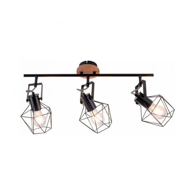 Paul Neuhaus Deckenleuchte, Holz, Metall, modern, Vintage Stil, verstellbare Spots