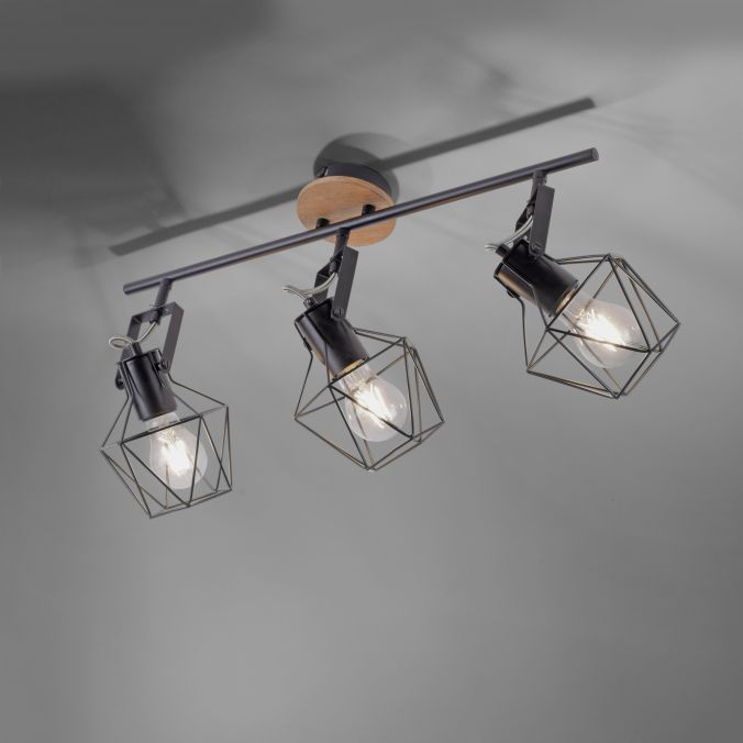 Paul Neuhaus Deckenleuchte, Holz, Metall, modern, Vintage Stil, verstellbare Spots Discount Store für neue Produkte