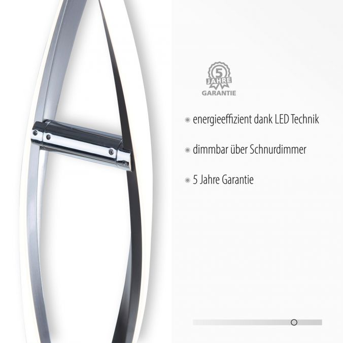 Paul Neuhaus LED Stehleuchte, stahlfarben, geschwungene Form, dimmbar, modern, design Nur noch ein Tag übrig