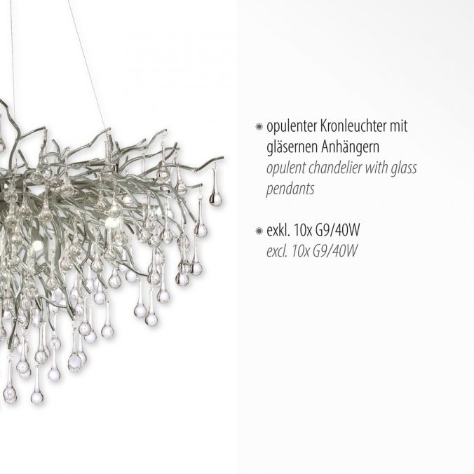 Paul Neuhaus LED Kronleuchter ICICLE Pendellampe silberfarbig ICICLE Lichtspiel Riesige Rabatte