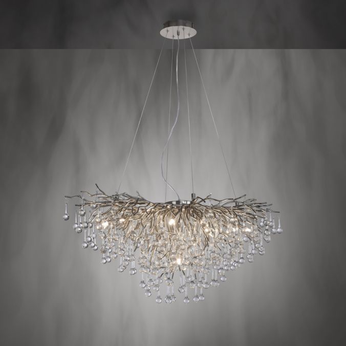 Paul Neuhaus LED Kronleuchter ICICLE Pendellampe silberfarbig ICICLE Lichtspiel Riesige Rabatte