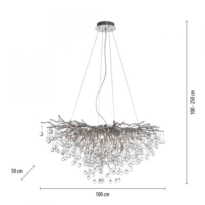 Paul Neuhaus LED Kronleuchter ICICLE Pendellampe silberfarbig ICICLE Lichtspiel Riesige Rabatte