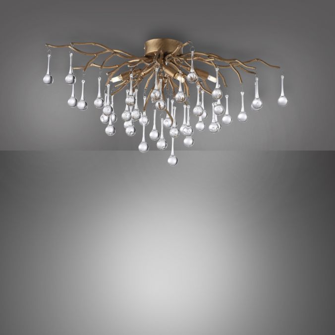 Paul Neuhaus LED Kronleuchter ICICLE altmessing Glaskristallabhänger Schlafzimmer Kostenloser Versand international