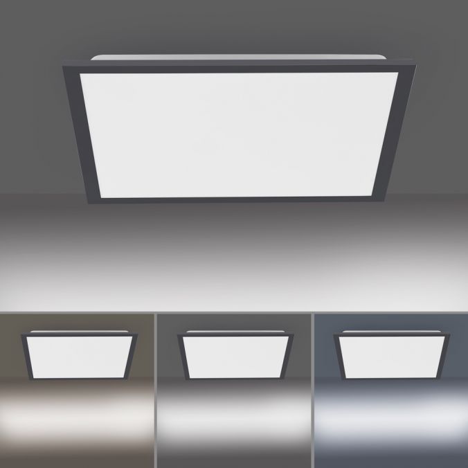Paul Neuhaus LED Panel, Rahmen schwarz, dimmbar, CCT Lichtfarbsteuerung, quadratisch zollfrei