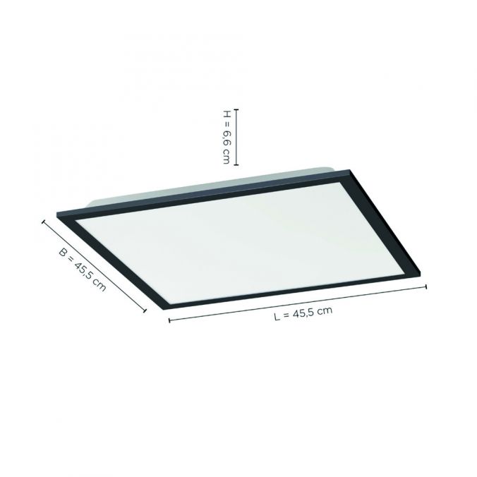 Paul Neuhaus LED Panel, Rahmen schwarz, dimmbar, CCT Lichtfarbsteuerung, quadratisch zollfrei