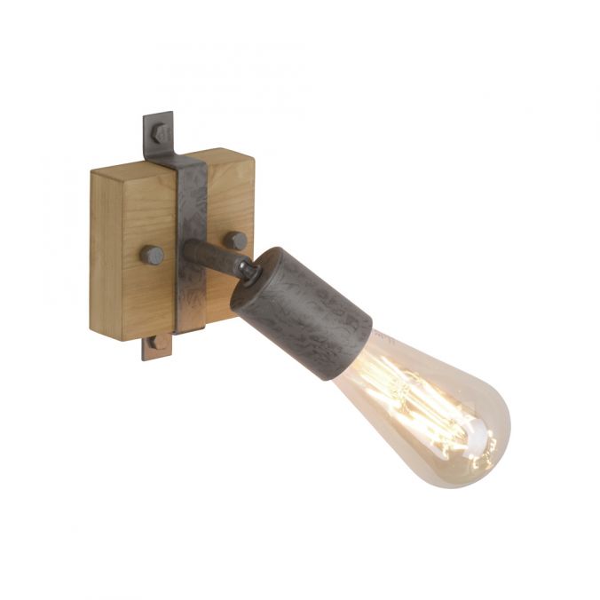 Paul Neuhaus Wand- und Deckenleuchte, schwenkbarer Spot, Holz, Metall, rustikal, Verkauf