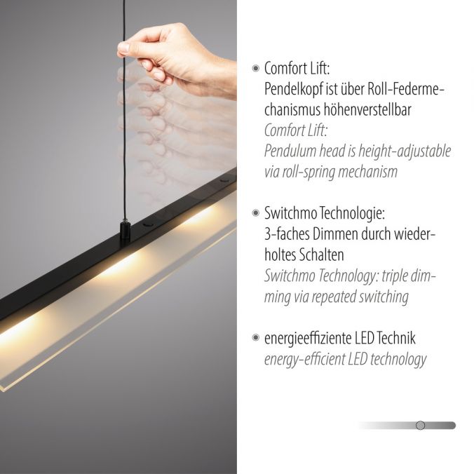 Paul Neuhaus LED Pendelleuchte schwarz Comfor Lift höhenverstellbar dimmbar Günstiger Verkauf