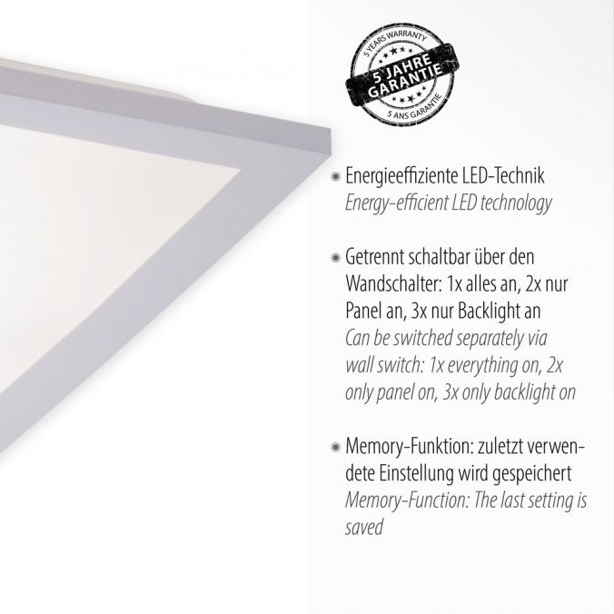 Paul Neuhaus LED Panel, weiss, 29,5x29,5, 3000K warmweiss, Memory Funktion Fabrikverkauf