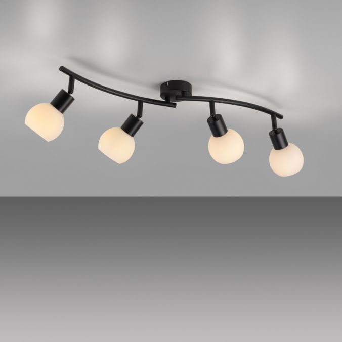 Paul Neuhaus LED Deckenleuchte schwarz 4 flammig schwenkbar Opalglas Spots Schlafzimmer Flur Kostenloser Versand
