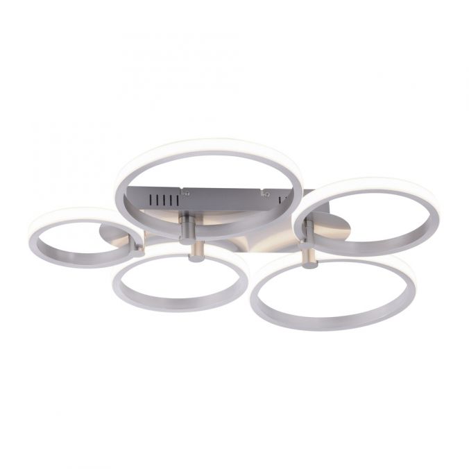 Paul Neuhaus LED Deckenleuchte silber 5-flammig, modern, Ring, futuristisch