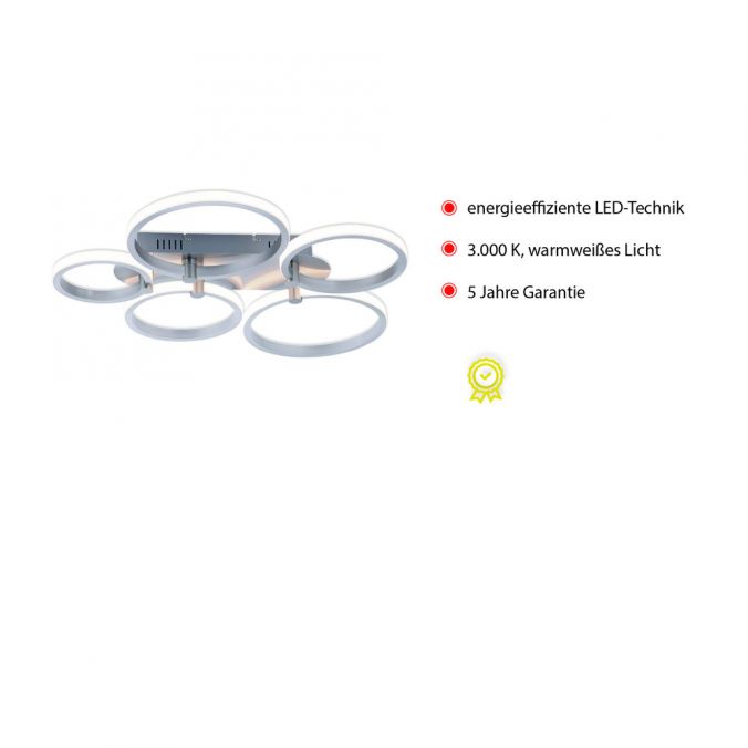 Paul Neuhaus LED Deckenleuchte silber 5-flammig, modern, Ring, futuristisch Limitierter Zeitrabatt