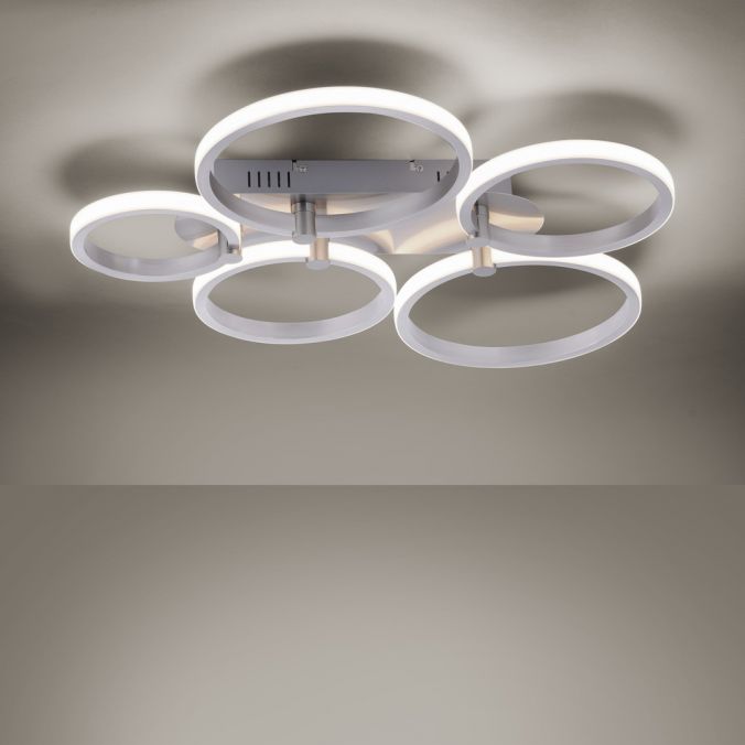 Paul Neuhaus LED Deckenleuchte silber 5-flammig, modern, Ring, futuristisch Limitierter Zeitrabatt