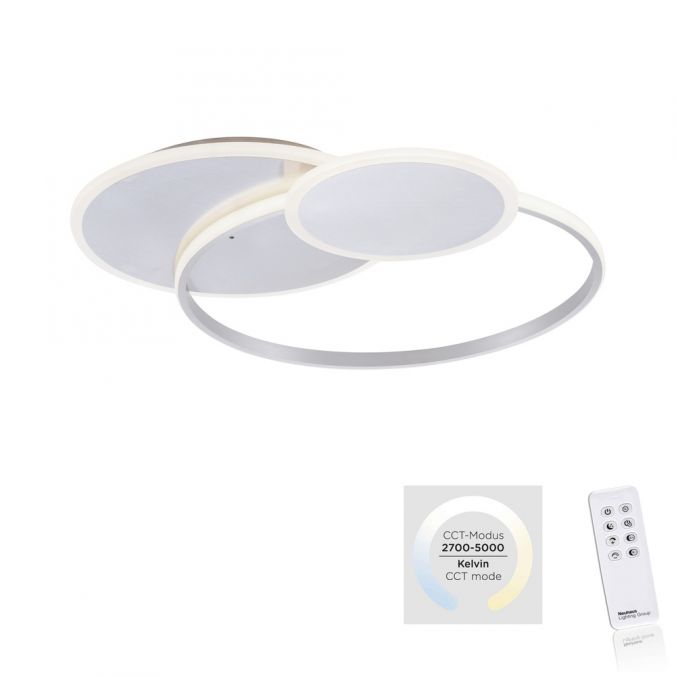 Paul Neuhaus LED Deckenleuchte, stahlfarben, rund, Lichtfarbensteuerung, Dimmfunktion Fabrikpreis