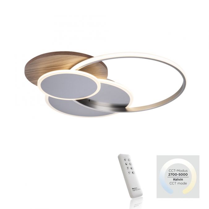 Paul Neuhaus LED-Deckenleuchte, holz, dimmbar, Fernbedienung, Innenleuchte