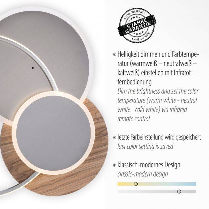 Paul Neuhaus LED-Deckenleuchte, holz, dimmbar, Fernbedienung, Innenleuchte Sonderangebot