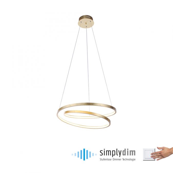 Paul Neuhaus LED-Pendelleuchte, gold, geschwungener Leuchtring, Dimmfunktion, modern