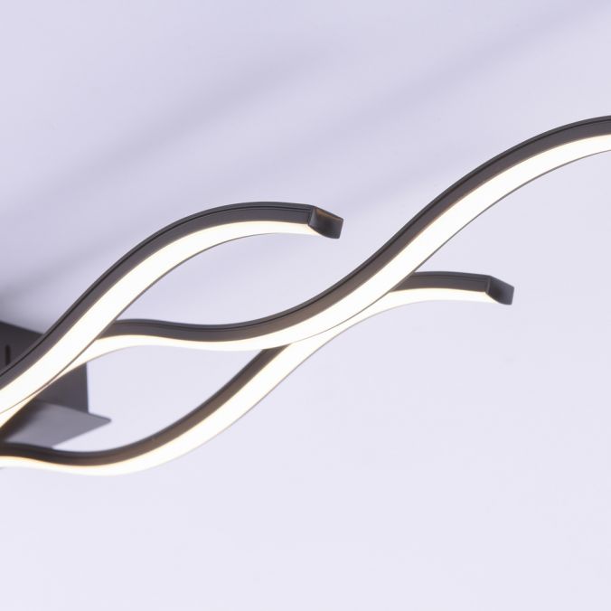 Paul Neuhaus LED-Deckenleuchte, schwarz, 3 Leuchtarme, Wellenform, warmweiße Lichtfarbe Begrenztes Angebot