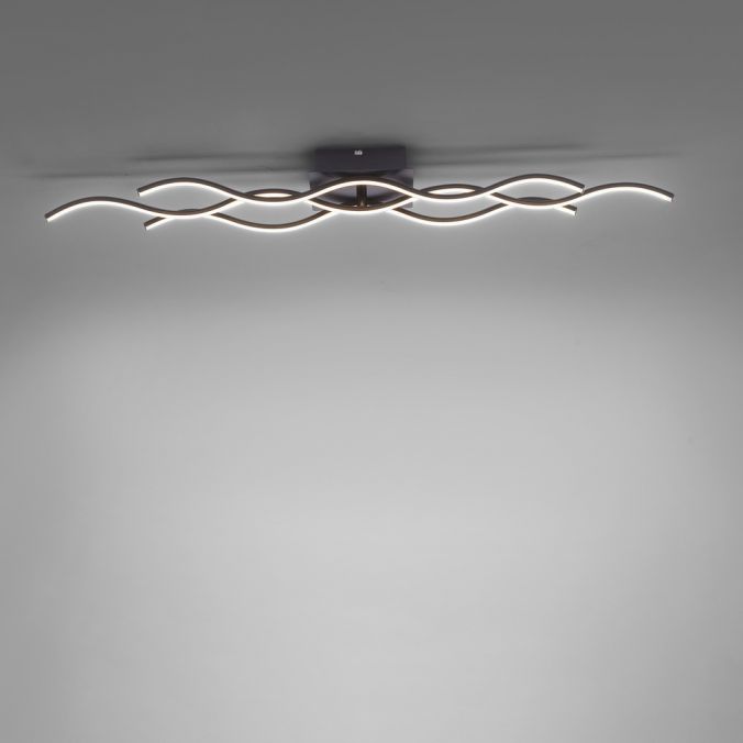 Paul Neuhaus LED-Deckenleuchte, schwarz, 3 Leuchtarme, Wellenform, warmweiße Lichtfarbe Begrenztes Angebot