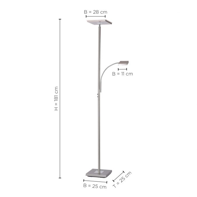 Paul Neuhaus LED-Deckenfluter, stahlfarbig, dimmbar, Touchdimmer, Leselampe Exklusivangebot
