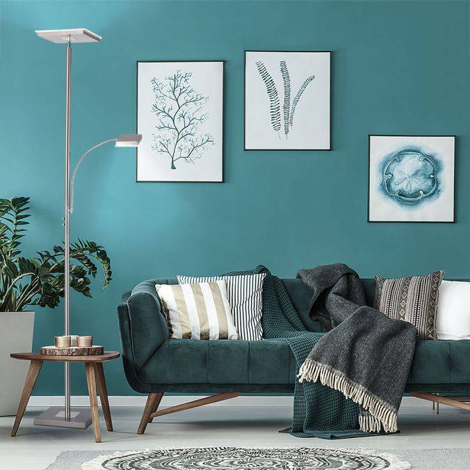 Paul Neuhaus LED-Deckenfluter, stahlfarbig, dimmbar, Touchdimmer, Leselampe Exklusivangebot