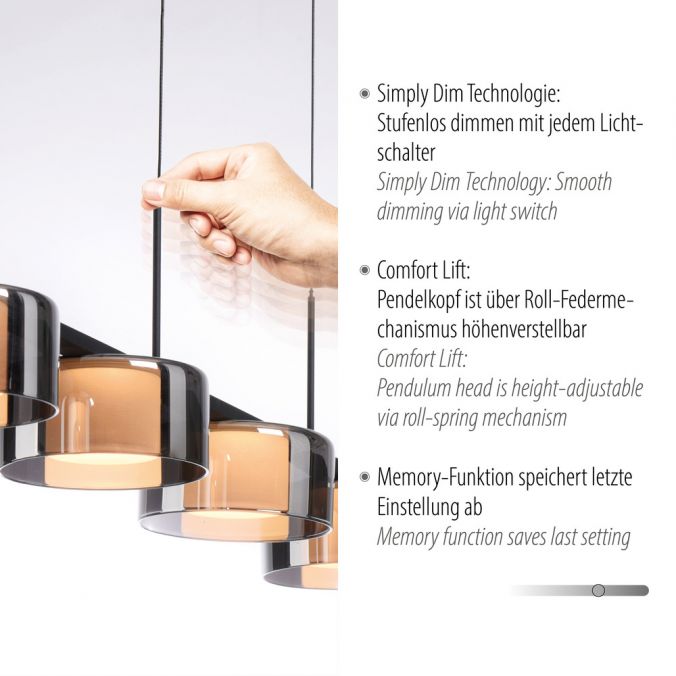 Paul Neuhaus LED Pendelleuchte RIKA schwarz dimmbar höhenverstellbar Memoryfunktion Saisonschlussverkauf