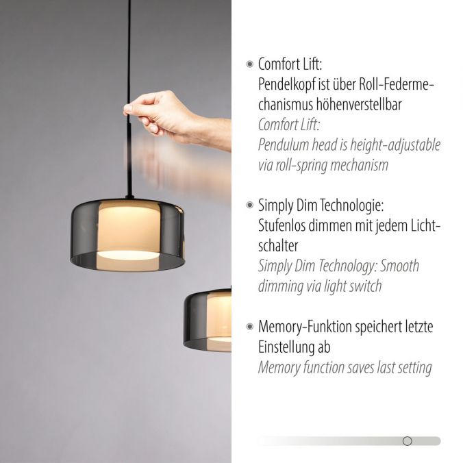Paul Neuhaus Pendelleuchte LED RIKA 7 flammig schwarz Comfort Lift Simply Dim Black Friday