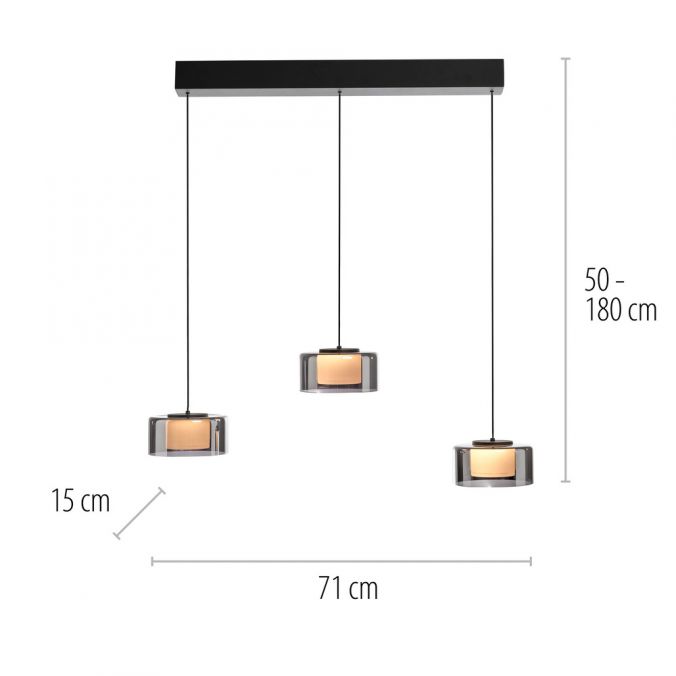 Paul Neuhaus Pendelleuchte LED RIKA 3 flammig schwarz Comfort Lift Simply Dim Cyber Monday