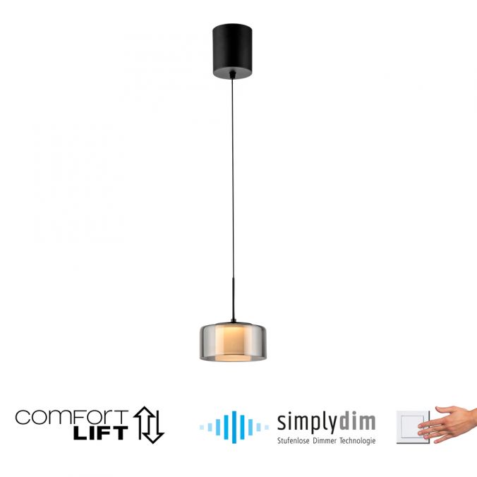 Paul Neuhaus Pendelleuchte LED RIKA 1 flammig schwarz Comfort Lift Simply Dim