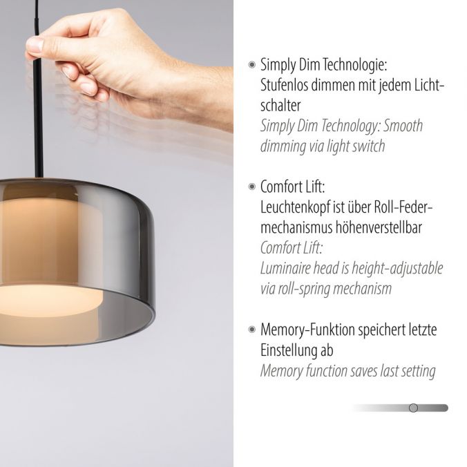 Paul Neuhaus Pendelleuchte LED RIKA 1 flammig schwarz Comfort Lift Simply Dim Weihnachtsangebot