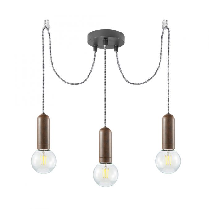 Paul Neuhaus Pendelleuchte, rostfarben, E27, Industrial Stil, 2 flg., flexibel einstellbar