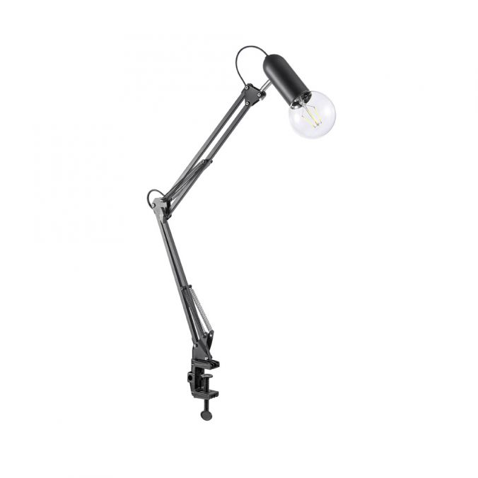 Paul Neuhaus Klemmleuchte, schwarz, Klemmhalter, flexibler Spot, E27 Fassung, modern