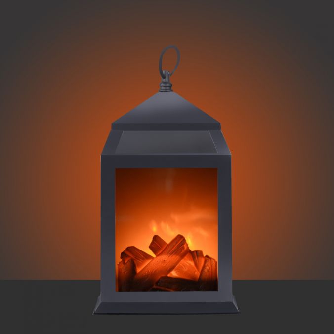 Paul Neuhaus LED Kamin, schwarz, imitierten Kaminfeuer, Haltering, batteriebetrieben Blitzangebot