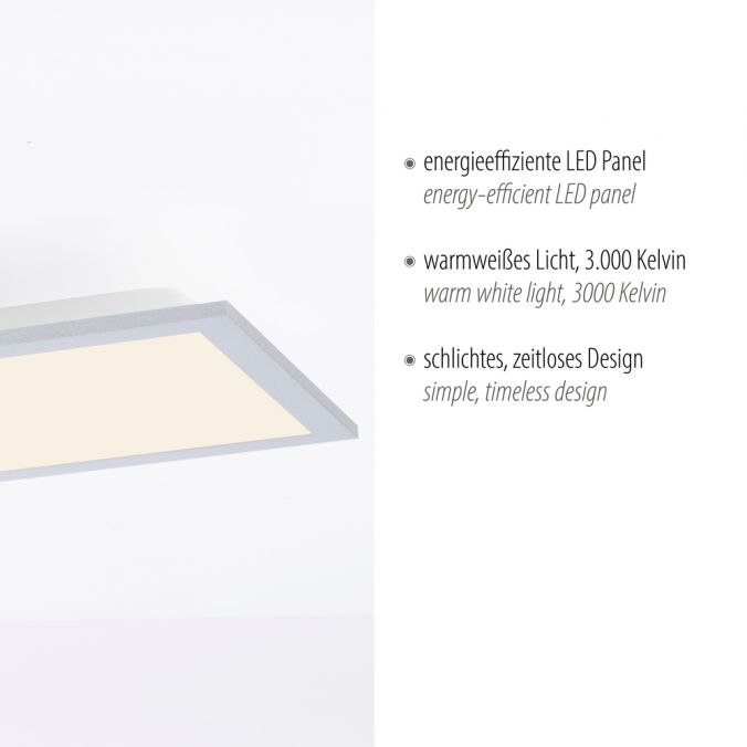 Paul Neuhaus LED Deckenlampe silberfarbig energiesparend rechteckig 80x25 cm warmweiß Neuheiten