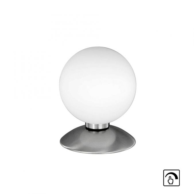 Paul Neuhaus Tischleuchte, Kugellampe, Nickel, warmweiß, Touchdimmer, blendfrei