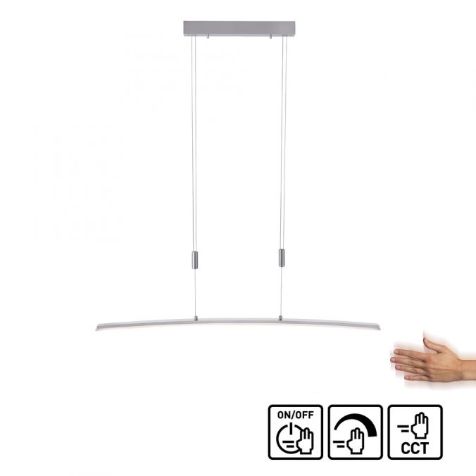 Paul Neuhaus LED Pendelleuchte stahlfarben, Sensor, CCT, stufenlos dimmbar