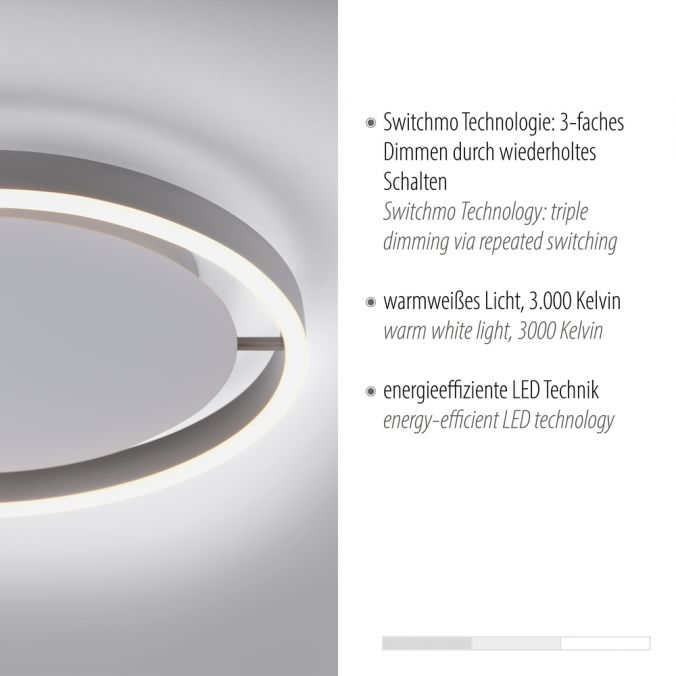 Paul Neuhaus LED Deckenleuchte, rund, aluminium, dimmbar über Wandschalter Räumungsverkauf