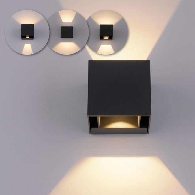 Paul Neuhaus LED-Wandleuchte, anthrazit, IP 54, warmweiß, 3000 Kelvin, Abstrahlwinkel einstellbar Kauf eins, bekomm eins gratis