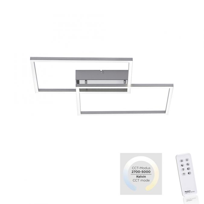 Paul Neuhaus LED-Deckenleuchte, stahlfarben, modern, 2 Leuchtrahmen, CCT-Steuerung