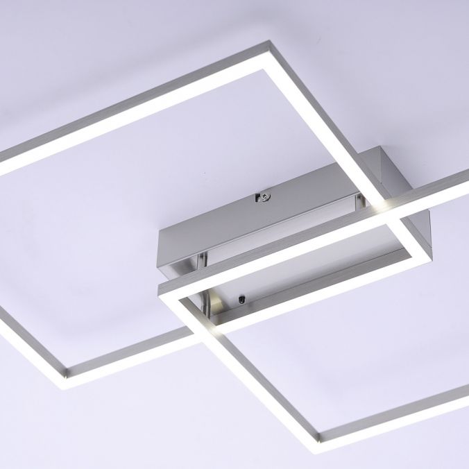 Paul Neuhaus LED-Deckenleuchte, stahlfarben, modern, 2 Leuchtrahmen, CCT-Steuerung Riesige Ersparnisse