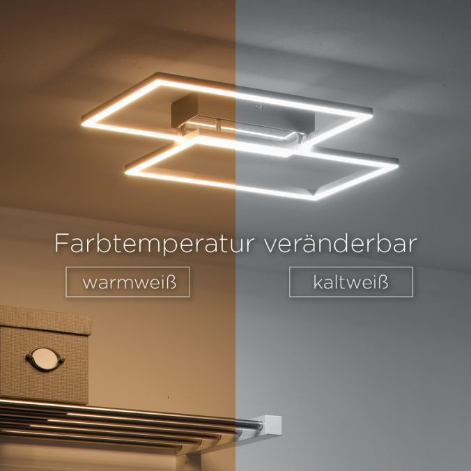 Paul Neuhaus LED-Deckenleuchte, stahlfarben, modern, 2 Leuchtrahmen, CCT-Steuerung Riesige Ersparnisse