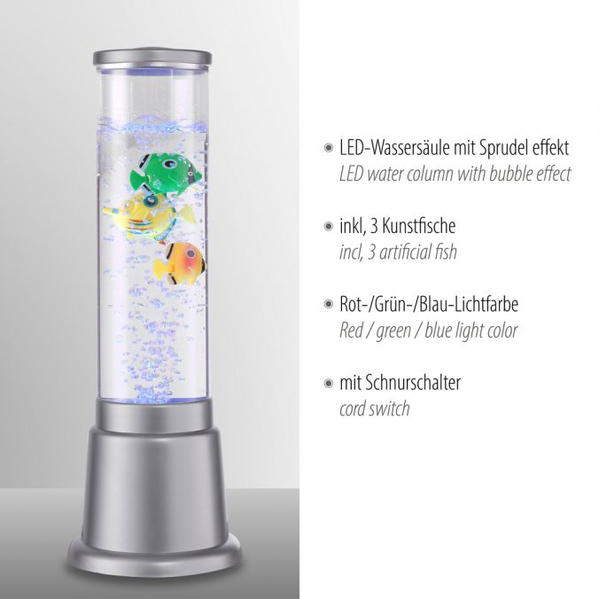 Paul Neuhaus LED-Wassersäule, stahl, 3 Kunstfische, Farbwechsel, inkl. Schnurschalter Kostenlose Rückgabe