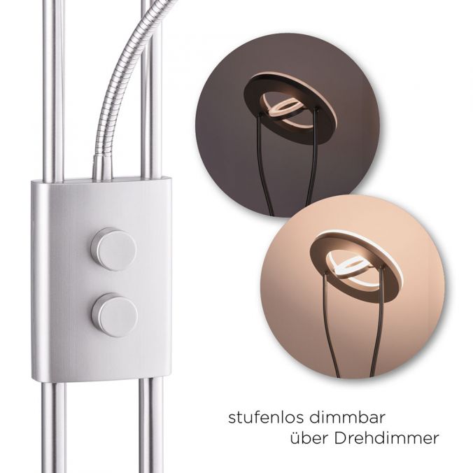 Paul Neuhaus LED-Deckenfluter, stahlfarben, 2-flammig, dimmbar, Drehschalter Begrenzte Freigabe