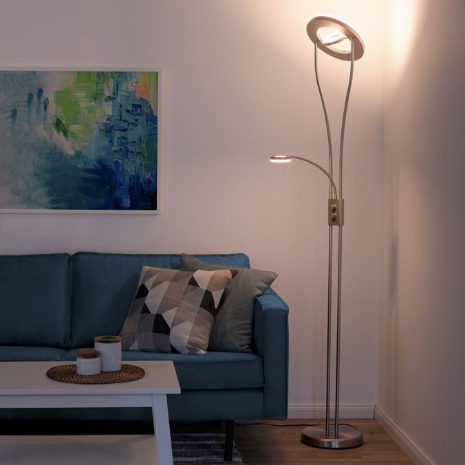 Paul Neuhaus LED-Deckenfluter, stahlfarben, 2-flammig, dimmbar, Drehschalter Begrenzte Freigabe