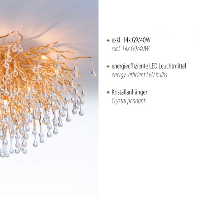 Paul Neuhaus Deckenleuchte, Altmessing Optik, 280 Glasprismen, LED fähig Letzte 3 Tage