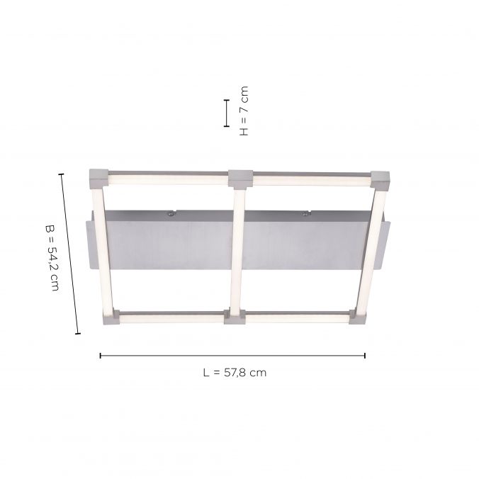 Paul Neuhaus LED Deckenleuchte, stahlfarben, quadratisch, modern, 58x54cm, warmweiß Letzte 2 Tage